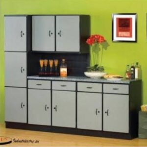 3 PC STEEL KITCHEN UNIT GREY