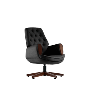 Visitor Office Chair – Monte  Leather | Wooden Base